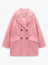 Netflix Series Wednesday Enid Sinclair Pink Wool Trench Coat